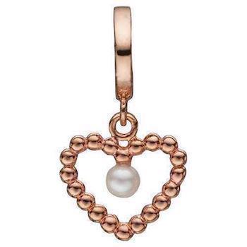 Christina Collect 925 sterling sølv Bubbly Pearl Love rosaforgyldt bobbel hjerte med lille perle, model 610-R59